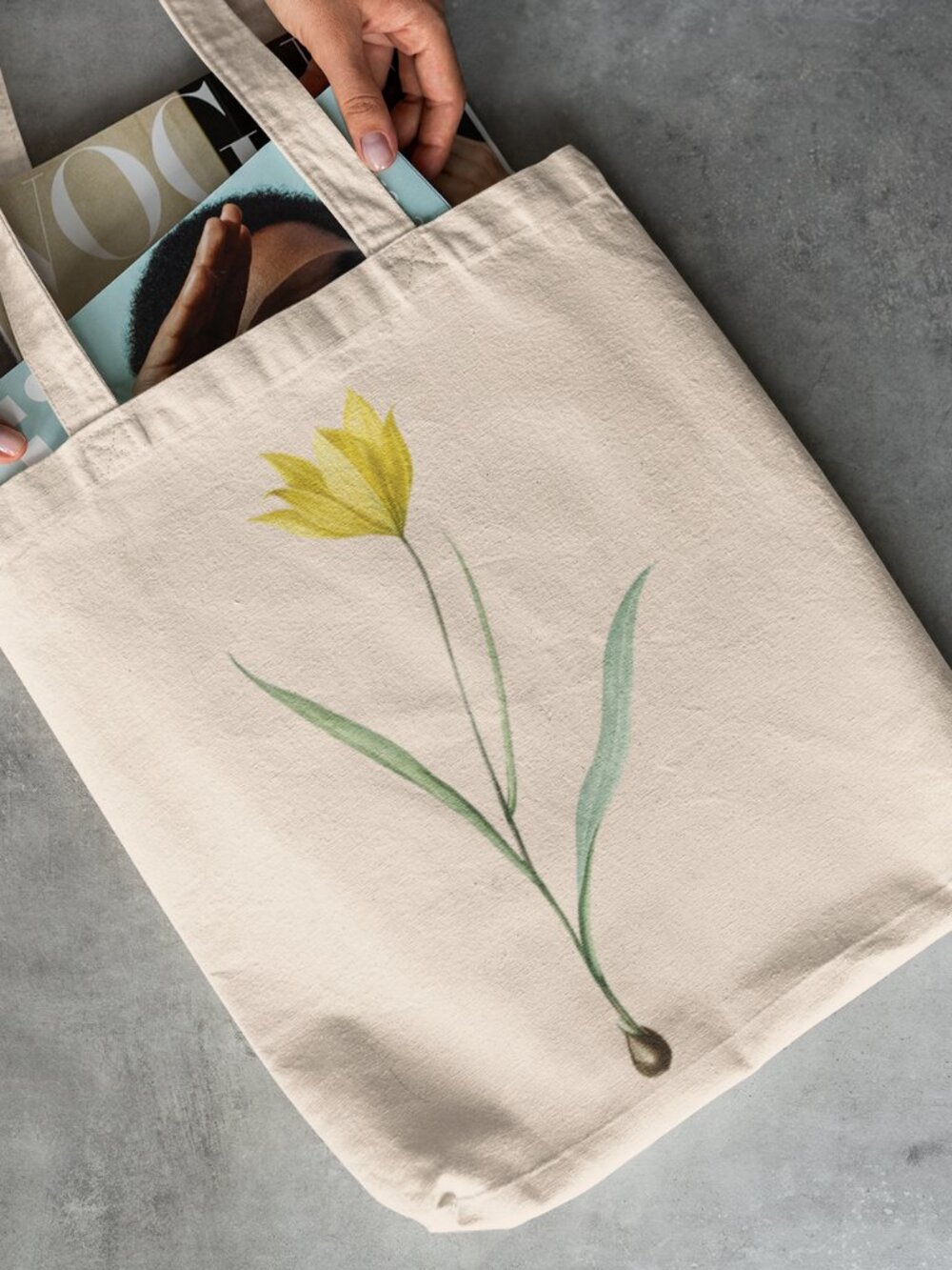 Woodland Tulip Vintage Floral Print Graphic Canvas Tote Bag - Picture 2 of 5